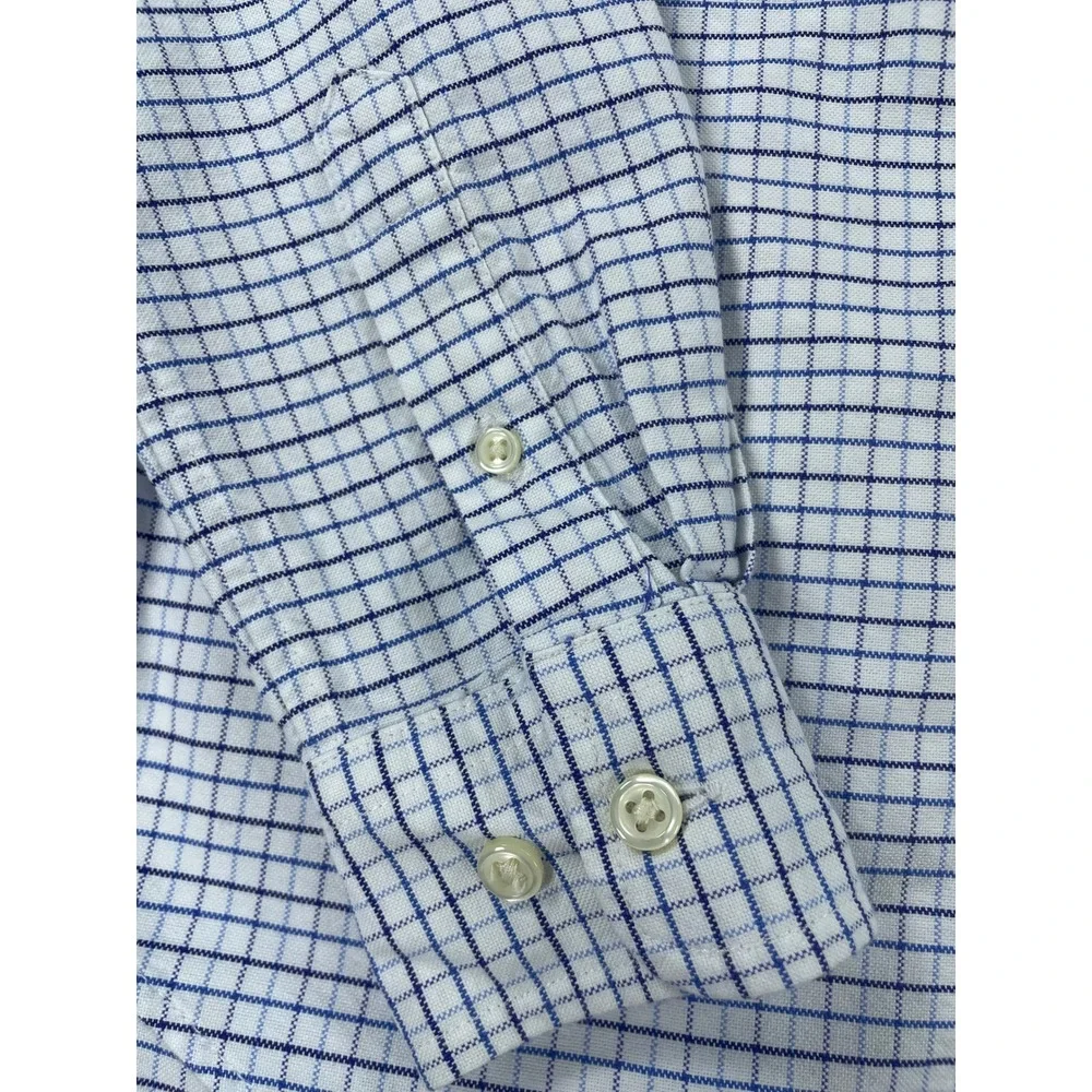 Ralph Lauren Boys Blue White Tattersall Check Custom Fit Button Down 10
